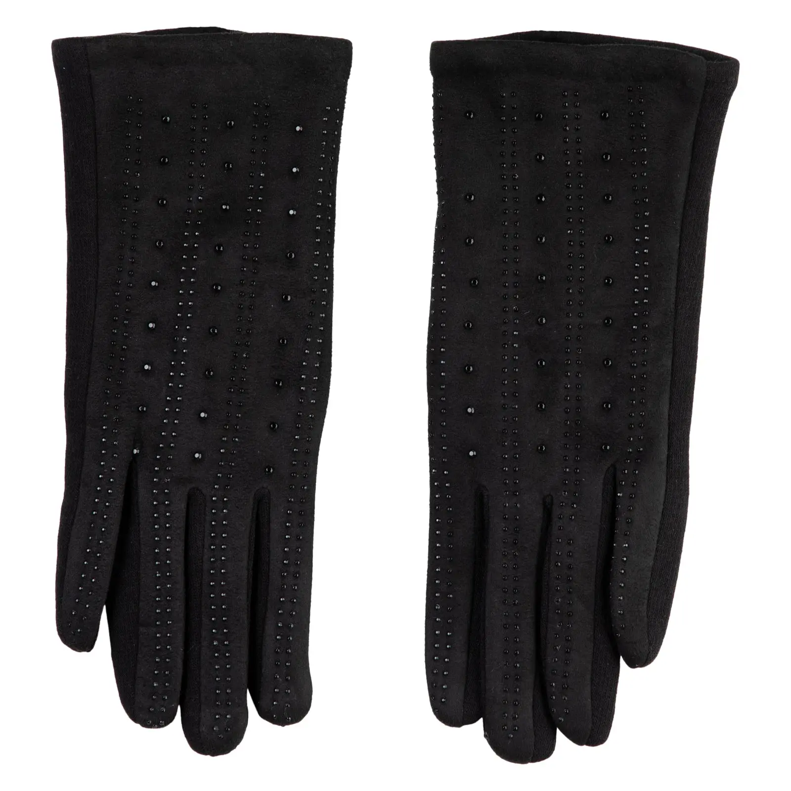 Women's Rhinestone Striped Texting Gloves
