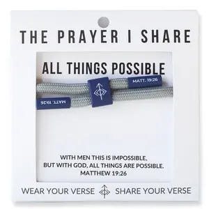 The Prayer I Share All Things Possible Matthew 19:26 Unisex Bible Verse Bracelet Adjustable Waterproof Trendy Faith Wear Jewelry