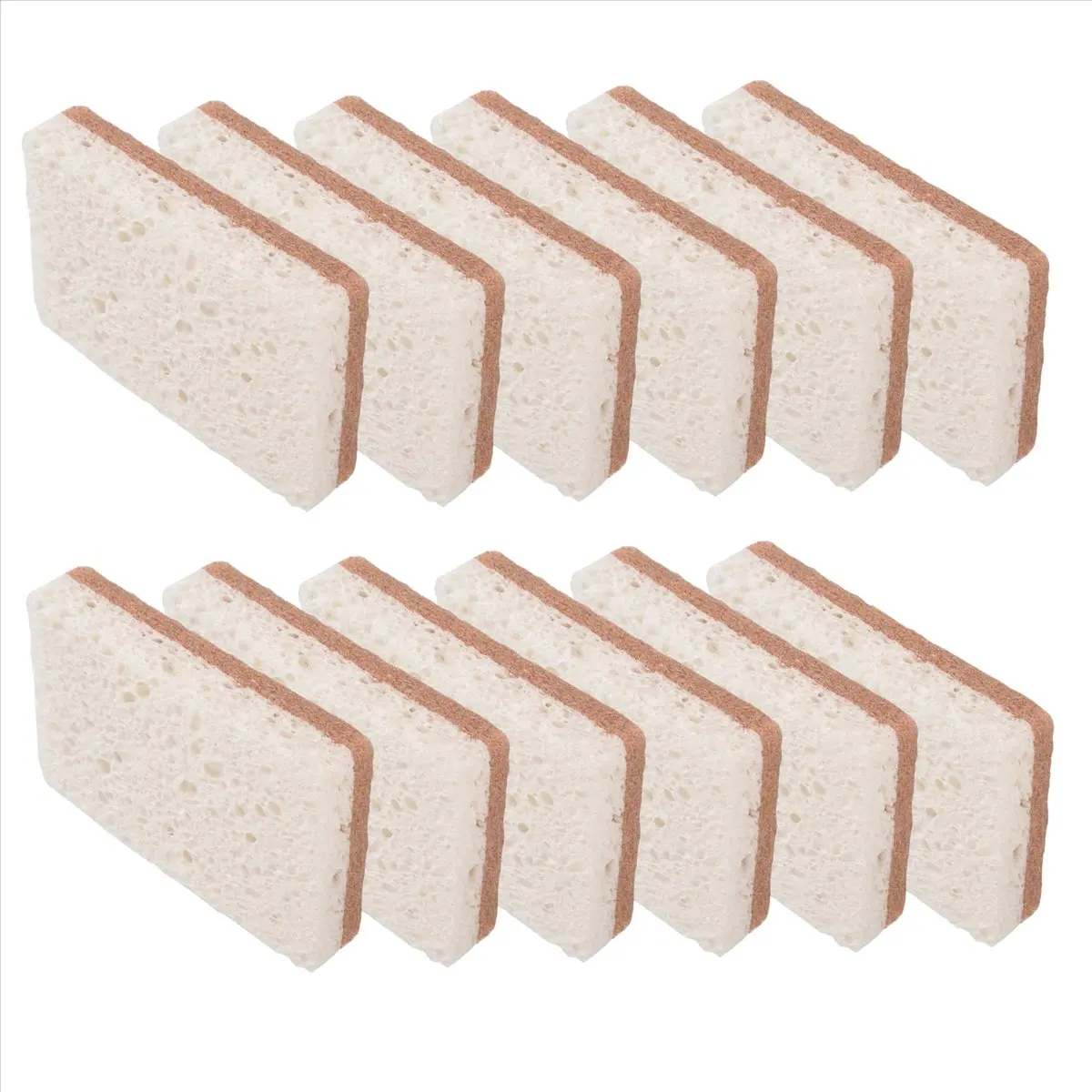 Eco-Friendly Natural Sponges for Dishes 12 Pack - Biodegradable Kitchen Sponge with Compostable Coconut Scrubber