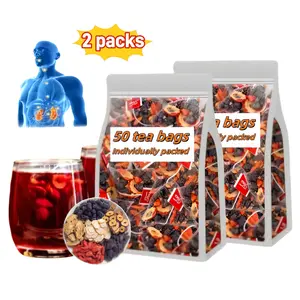 Kidney Tea Formula Ginseng Five Treasure Tea, Red Date Wolfberry Mulberry Herbal Teabag, Natural Detox for Men & Women, Organic Chinese Herbal Tea
