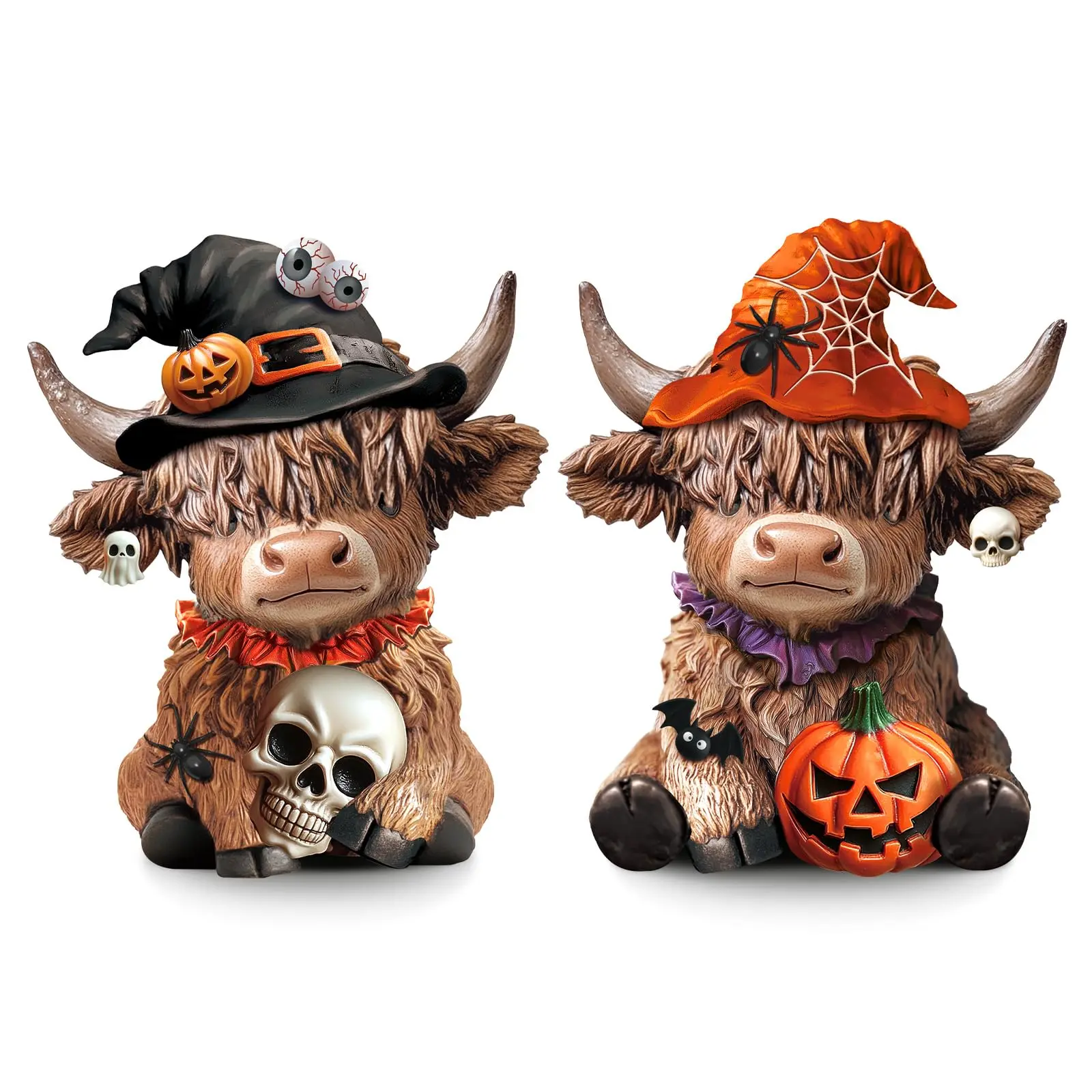 Gejoy Highland Cow Gift Halloween 3D Highland Cow Statue Holiday Seasonal Decoration Autumn Scottish Cow Figures Ornaments Gift for Women Men CowBoy Farmer Cattle Lovers, Summer Holiday Party Gift, Bathroom Decor, Housewarming Gift
