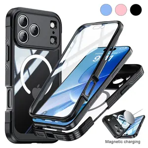 Magnetic Case Designed for iPhone 17 Pro Max 16 15 13 Military Grade Rugged 360 Full Body Built in Screen Protector Heavy Duty Compatible with MagSafe Clear Phone Cover