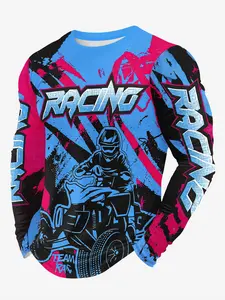 Atv All-Terrain Off-Road Long Sleeve Racing Suit, Fitted Casual Style, Long Sleeve, Spring & Fall Wear, Figure Pattern