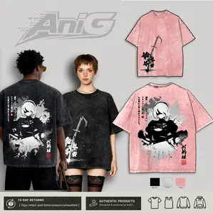 Nier Automata 2B yorha for the glory of mankind v6a Washed 2 sided printed T-Shirt anime manga game action rpg merch Design Japanese Art Printed Menswear graphic tee game fan gamer t-shirt