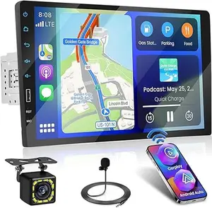 【Roinvou】9 Inch Single Din Car Stereo Touchscreen Radio with Carplay Android Auto, Bluetooth, MirrorLink, FM Car Radio, USB/SD/AUX-in, Fast Charging, Subwoofer+Backup Camera