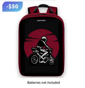 Happysite LED Backpack（Batteries not included） Prince Series with Programmable & Full Color Screen, Birthday Gift for Men/Women, Motorcycle Backpack, Waterproof Shoulder Travel Backpack, Laptop Backpack