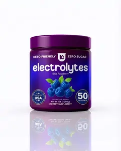 Keppi Blue Raspberry Electrolytes Powder Sugar Free Hydration Drink Mix 50 Servings Keto Fasting Friendly
