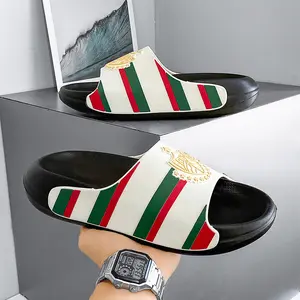 Summer men's slippers large size thick sole wear-resistant deodorant non-slip soft casual sandals