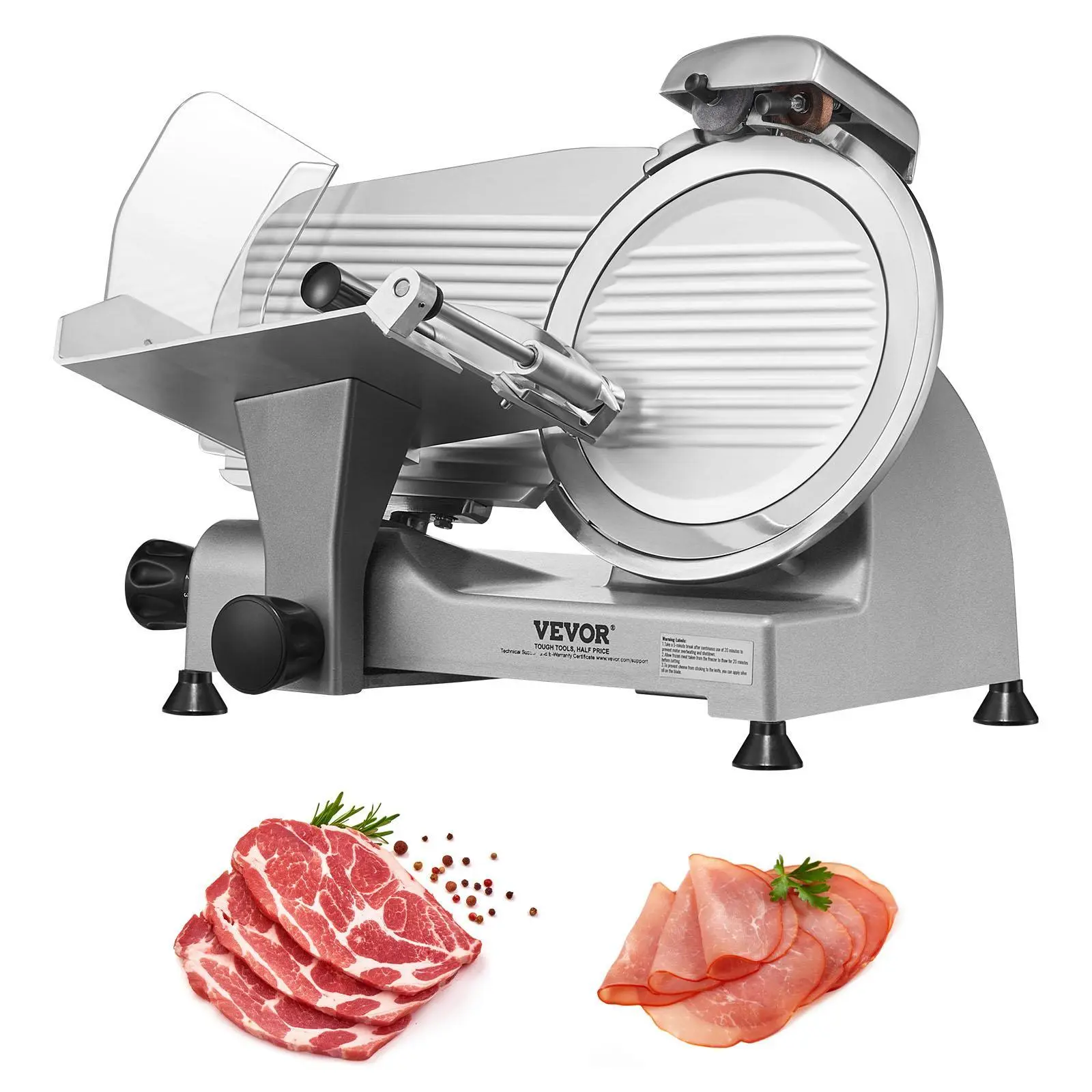 【Summerfinds】VEVOR Commercial Meat Slicer, 340W Electric Deli Food Slicer with 10" SUS420 Stainless Steel Blade and Built-in Sharpening Stone, 0-0.6 inch Adjustable Thickness for Commercial and Home Use, Cut Meat and Cheese