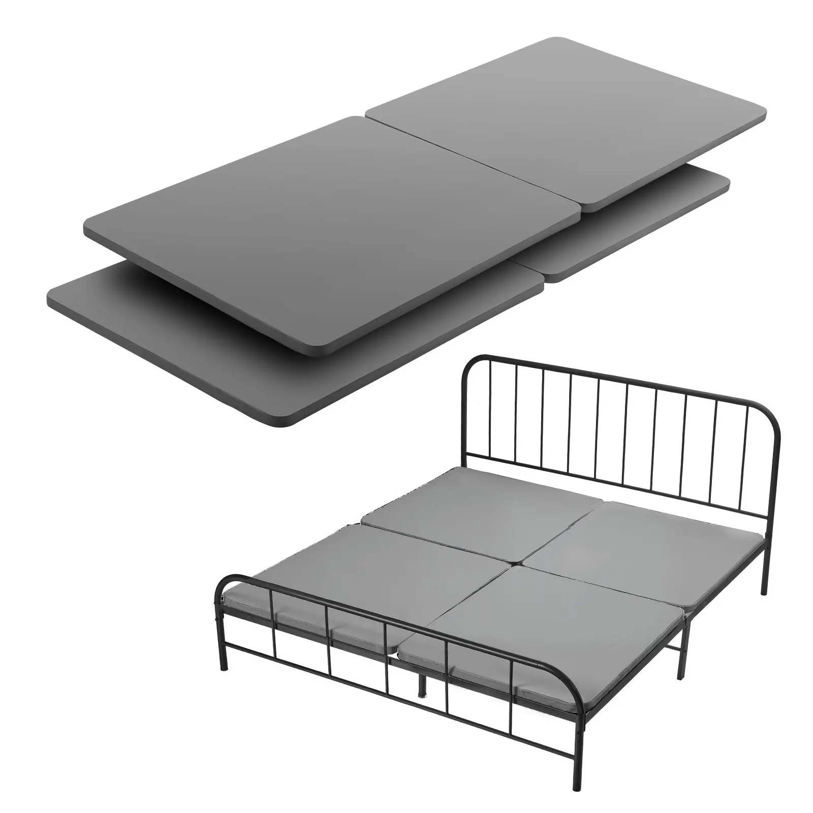 4 Piece King Size Bunkie Board, 1.5 Inch Thick Wooden Mattress Support Slats Wrapped with 200D Oxford Cloth, Easy Assembly Under Mattress Bed Support Board Replaces Box Spring for King Bed Frame
