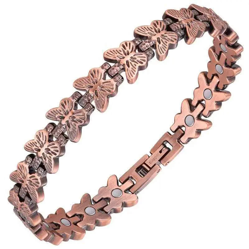 99.99% Pure Copper Magnetic Bracelet for Women with Butterfly Pattern, Adjustable Sizing Tool & 3500 Gauss Magnets - Elegant Mother's Day Gift, Bracelets For Women