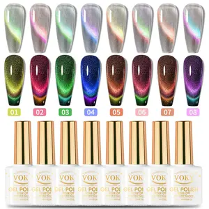 Generic Bands 7.5ml 8-Pack Set-1 Cat Eye Gel Nail Polish, Magnetic 3D Holographic Nail Art Kit, UV LED Soak-Off Glitter Sparkle, 5-Free Fragrance-Free Wipeable Long-Lasting High-Gloss Manicure Powder Gift, Nail Care, Cosmetics