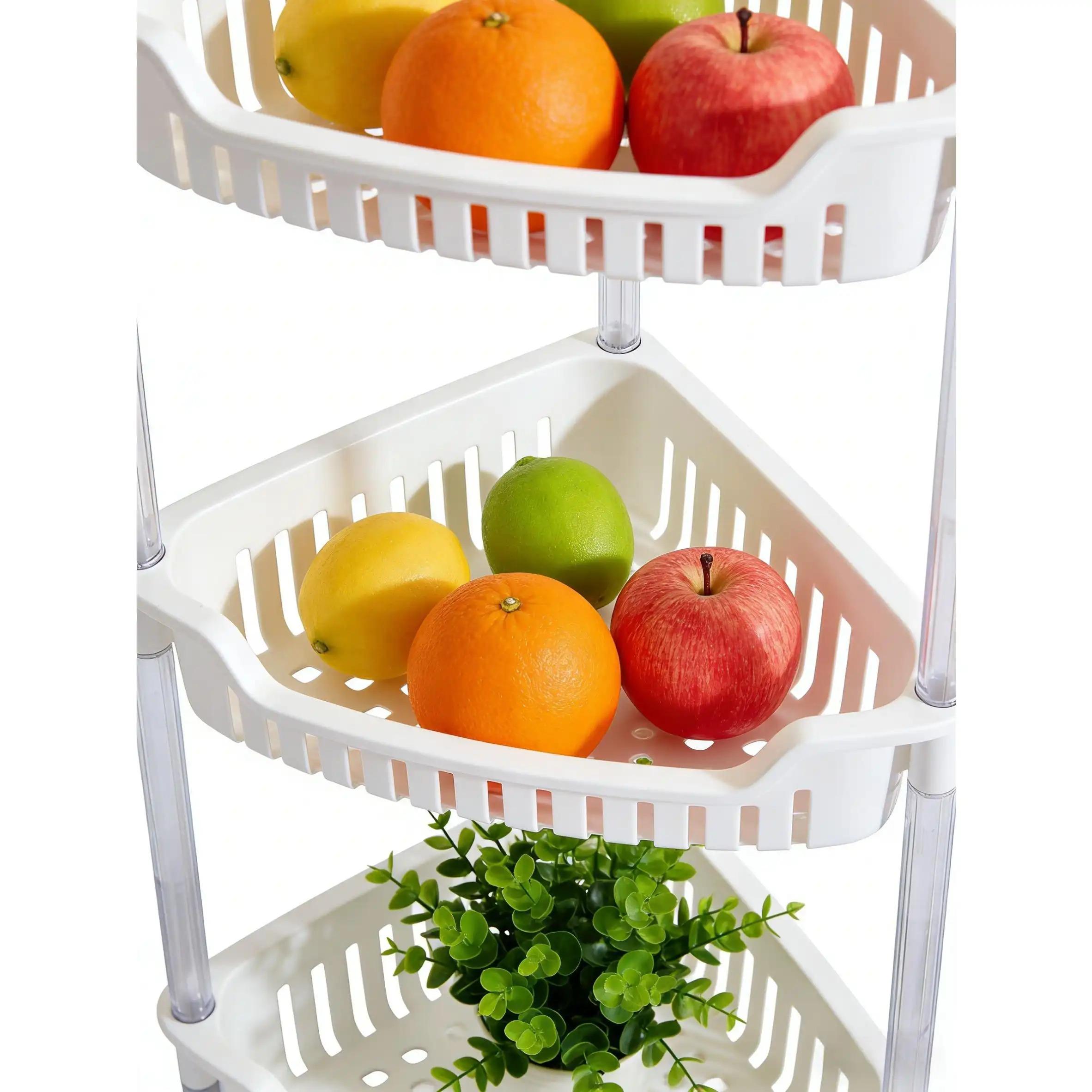 4 Tier Corner Storage Basket Space Saving Plastic Organizer Shelf for Kitchen Bathroom Office Pantry Closet Lightweight Easy Clean Multi Purpose