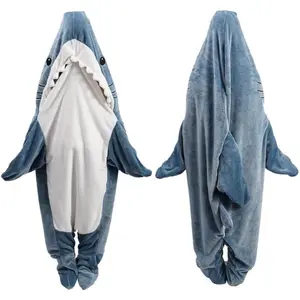 Adult Shark Blanket Shark Blanket Hoodie Onesie for Adult Wearable Shark Sleeping Bag, Soft Cozy Onesie Costume for Role Play & Lounge