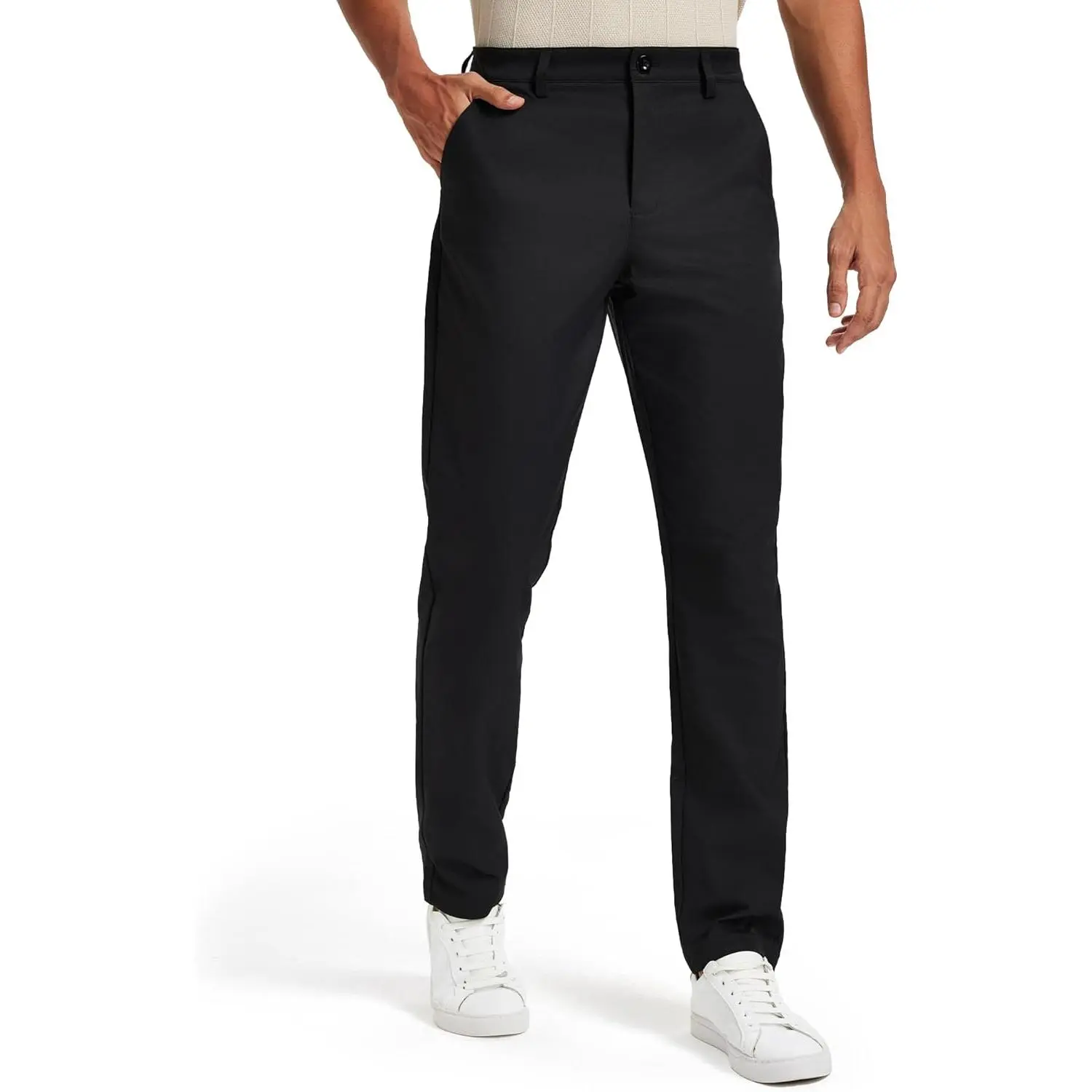 Menswear Stylish Classic Fit Stretch Golf & Dress Work Pants (30"/32"/34") - Utility Fabric, Pockets, All-Day Comfort Performance Trousers for Business & Travel, Formal Wear, Belt, Soft, Casual, Clothes, Outdoors