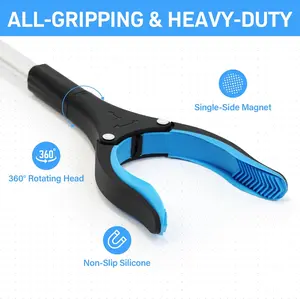 32 Grabber Reacher, Foldable Reacher Grabber Pickup With 360 °   Rotating Jaw & Magnet, Trash Picker Upper Grabber, Lightweight Grabbers Seniors Heavy Duty (Blue)