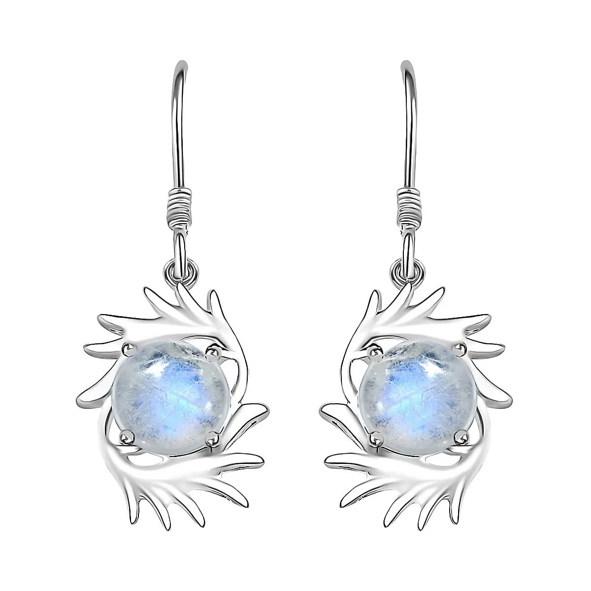 D'Joy Kuisa Rainbow Moonstone 6.75 ctw Earrings in Sterling Silver