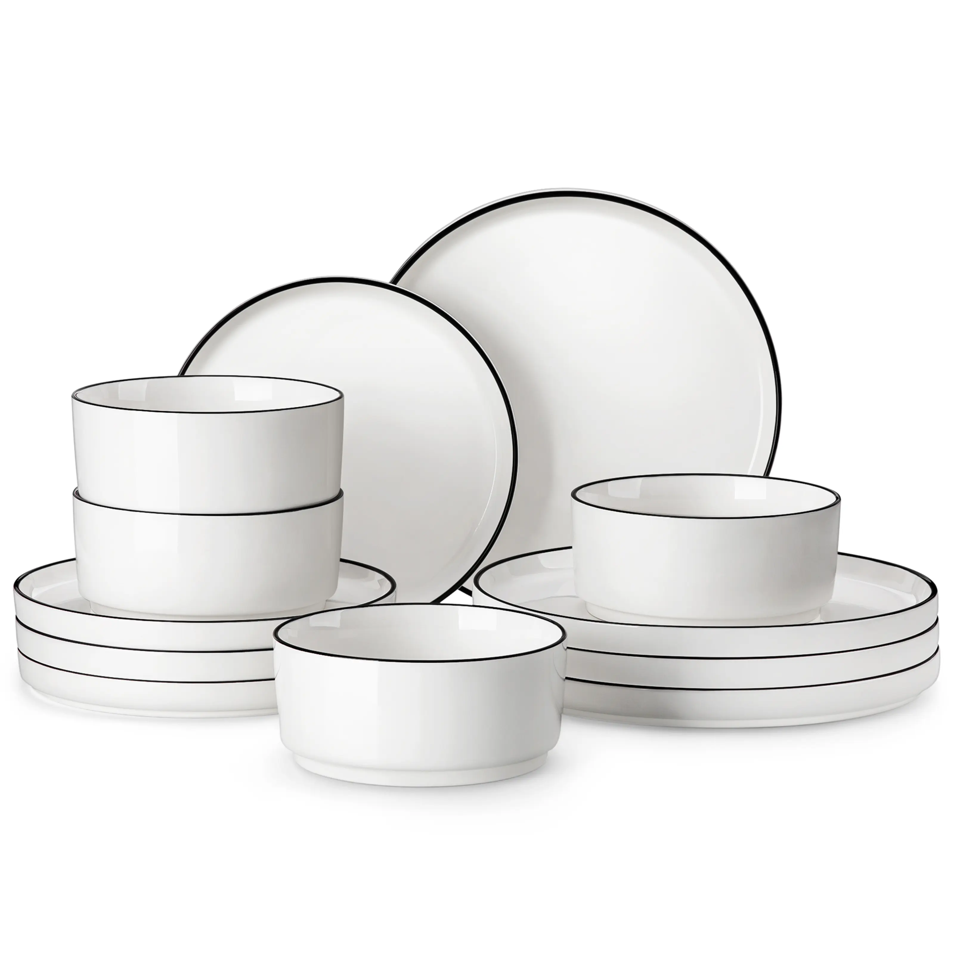 MALACASA Series LEAH Modern Porcelain Dinnerware Set, 12/16/18/24 Pcs, Set for 4/6, Microwave and dishwasher safe, safe and eco-friendly, perfect for gifts or gatherings,DealsForYouDays