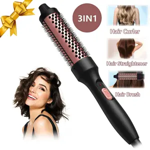 1pc Latest Hot Brush Dual Mch Heater 30s Fast Heating Curling Iron, Heat Wind Brush Hair Straightener, No Damage 180 Degree Beauty Care