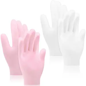 2 Pairs Silicone Moisturizing Gloves Spa Gel Hydrating Gloves Women's Hand Care Gloves, Anti Slip Aloe Lotion Gloves for Repairing Dry Hand, Calluses, Cracked Heels and Softening Rough Skin