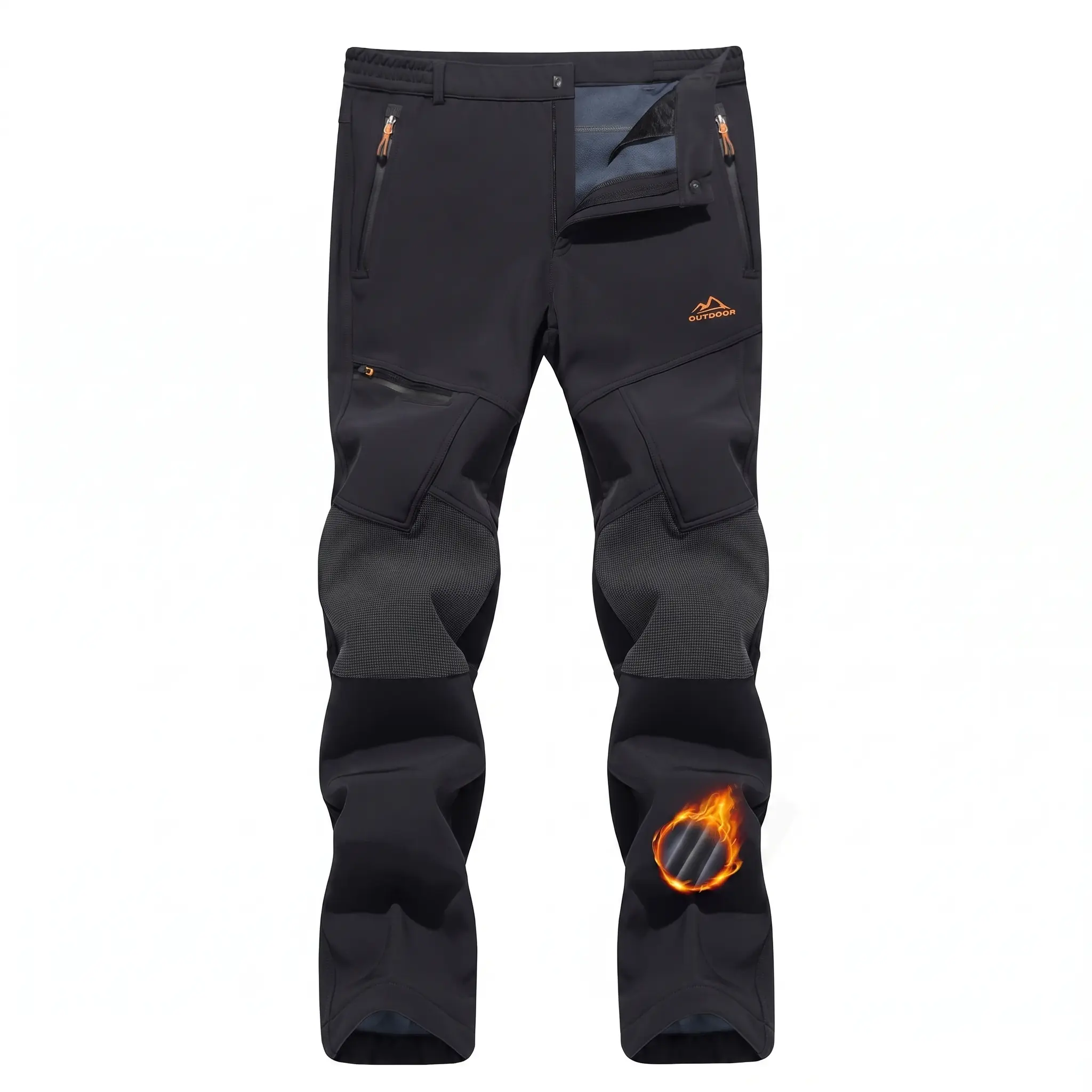 MAGCOMSEN Men's Winter Pants Fleece Lined Ski Snow Pants Water Resistant 4 Zip Pockets Outdoor Work Pants FallFreshness Outdoorfun Sport Specific Clothing