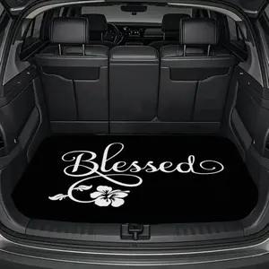 Text pattern design, multifunctional car trunk pad, polyester fiber material, trunk decoration pad, car carpet, durable, easy to clean, protecting the car from wear and tear, compatible with most car models