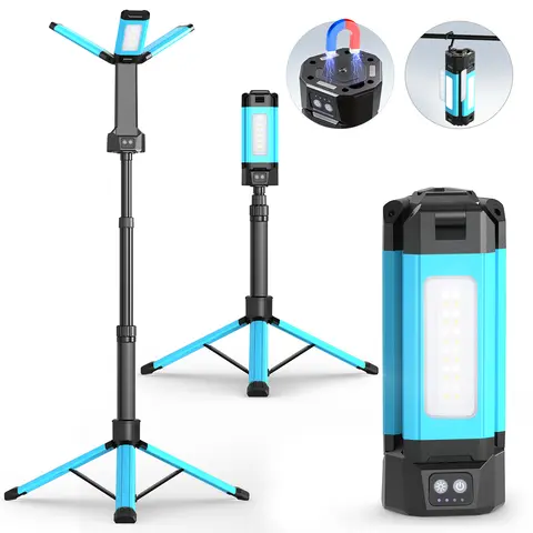 3-in-1 Rechargeable LED Camping Lantern - 8AH Battery, 67in Cordless, Dimmable 4000/6500K, Aluminum Shell, Portable, Magnetic Removable Head, Adjustable Tripod Base, Detachable Hook, Emergency Flashlight Torches, Rechargeable Work Light, Outdoor Lighting