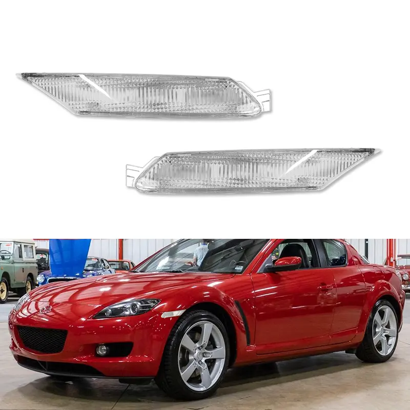 2PCS Euro Style Clear Lens Front Side Marker lamps Lights For 2004 2005 2006 2007 2008 Mazda RX-8 RX8,Replace OEM F151-51-120E, F151-51-130E