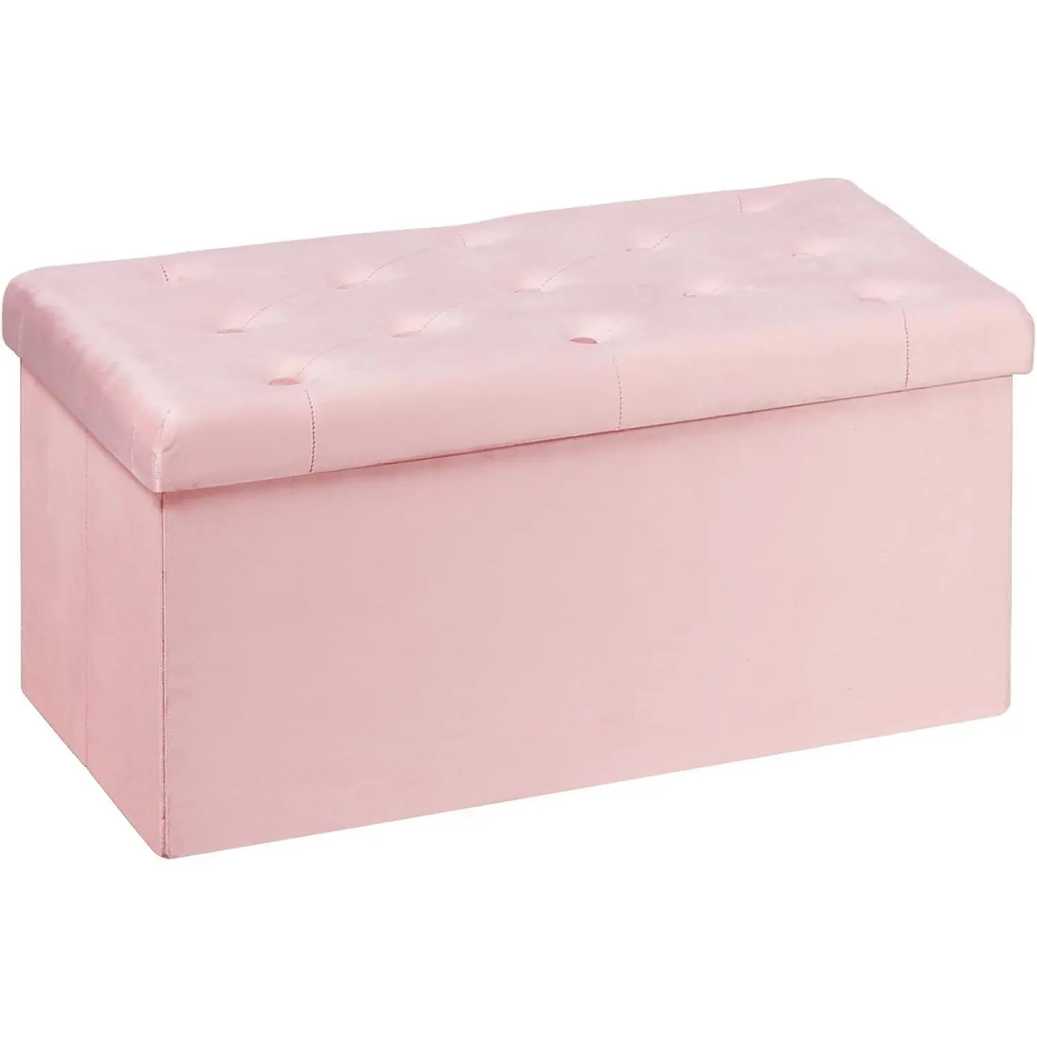 Folding Storage Ottoman, Long Ottomans Shoes ench,  Storage Chest Footrest Seat 31.5"x15.7"x15.7" (Pink, Large)