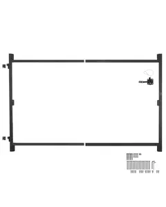 Gate Building Kit Fits 40 To 72-Inch Wide Openings And 4 To 5-Foot High Fence, Black, Durable Swing Gate Kit With Mounting Hardware, Easy Installation For Wood, Chain Link And Metal Fences, Weather Resistant And Adjustable