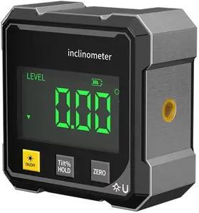 Magnetic Digital Angle Finder with Electronic Laser, Rechargeable Angle Meter 4-side Strong Magnetic Level Box with LCD Backlight Protractor Inclinometer for Woodworking, Construction and Machinery Brand: Agiufgs BY