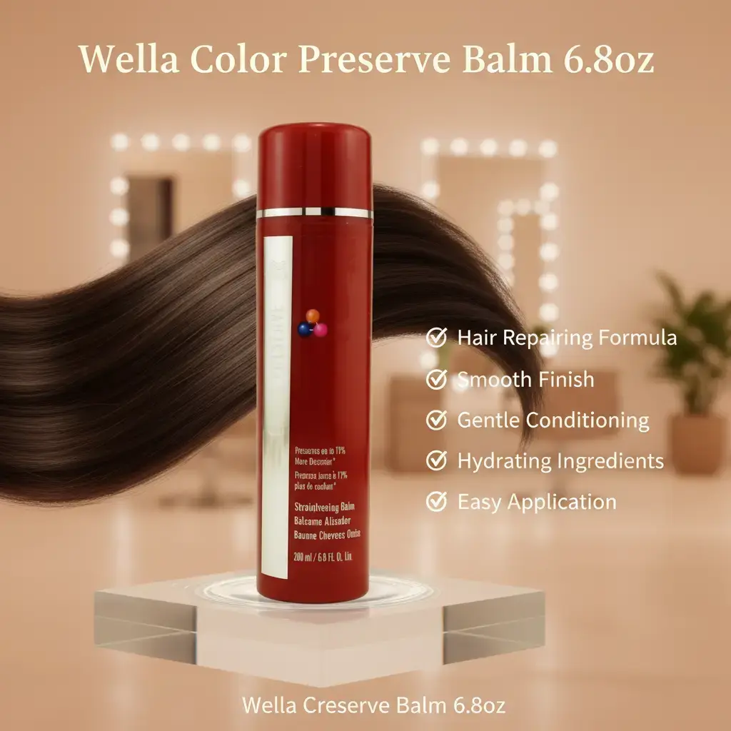 Wella Professionals Color Preserve Straightening Balm, Lightweight Formula for Smooth, Frizz-Free Hair with UV Protection, 6.8 oz, Haircare, Unisex, Adults, Alcohol Free, Antioxidants