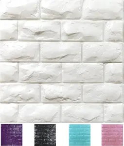 11 count  Wall Panels Peel and Stick Faux Brick Wallpaper White Self Adhesive  Brick Paneling Faux Stone Wall Panels (11PCS, White)