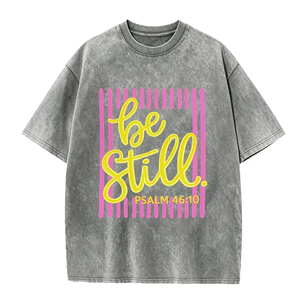 Men's Be Still Psalm 46:10 Crew Neck Shirt - Breathable, Comfortable, Casual, Everyday Christian Faith Apparel, Southern Boutique Boxy Tee or Tank Top