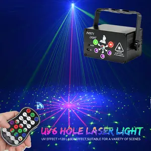 GOLDACE Sound-Activated LED Laser Projector, RGB Novelty Lighting with Red & Green Patterns & Strobe Effect for Home Party, Club Decoration