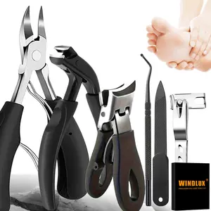 6pcs Thick ToeNail Clippers, Modern Style, High-Quality Stainless Steel, Odorless, with Nail File, Concave Blades, Suitable for Elderly, Men and Women