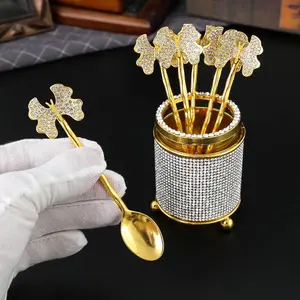 Coffee Spoon Set, 1 Box Including 6 Counts Coffee Spoon & 1 Count Storage Jar, Household Tableware Set for Home Restaurant Use