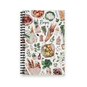 Boho Farmer's Market 5.5" x 8.5" Spiral Cookbook / 120 Recipe Pages / Durable Twin Loop Gloss Laminated Cover / Black Wire-o Spiral / Made in the USA