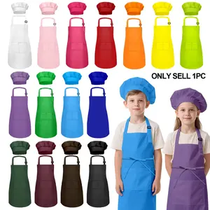 1PC  Kids Apron L Size with Chef Hat, Unisex Kitchen Cooking Aprons, Durable and Easy Clean, Easy Cleaning Apron, Perfect for Kids' Culinary Adventures