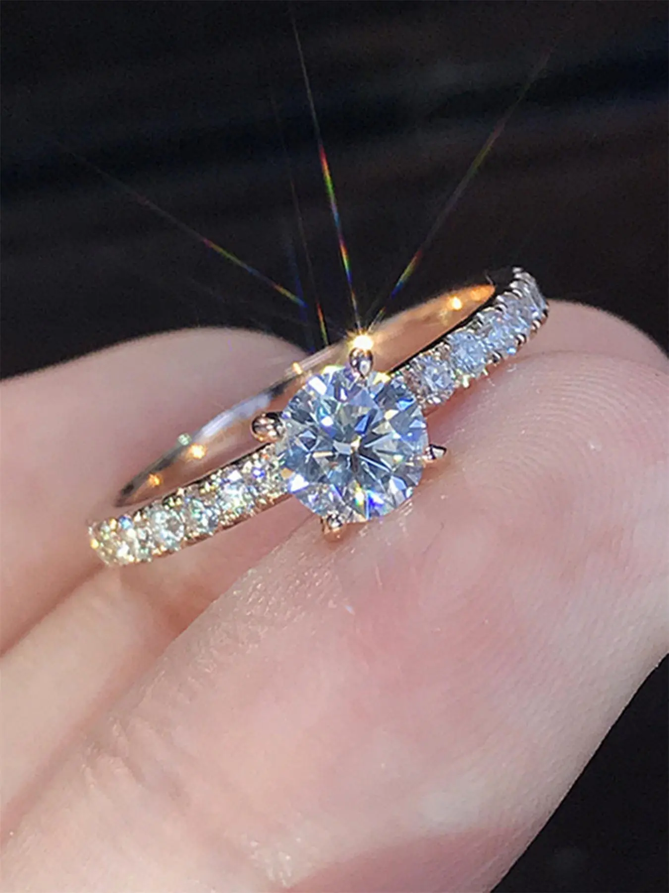 Elegant Rhinestone Ring for Women, Fashion Jewelry for Party and Everyday Wear, Trendy Jewelry Gift for Weddings, Engagements and Anniversaries, Solitaire Ring, Elegant Glittering Ring, Rhinestone Decor Ring, Engagement Rings