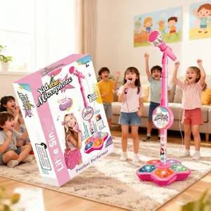 Unleash Your Child's Inner Pop Star! This Karaoke Microphone Toy with Colorful LED Lights & Built-in Music Encourages Singing, Boosts Confidence, and Makes a Perfect Birthday Gift for children Aged 3-8. Fun, Educational, and Hours of Entertainment!