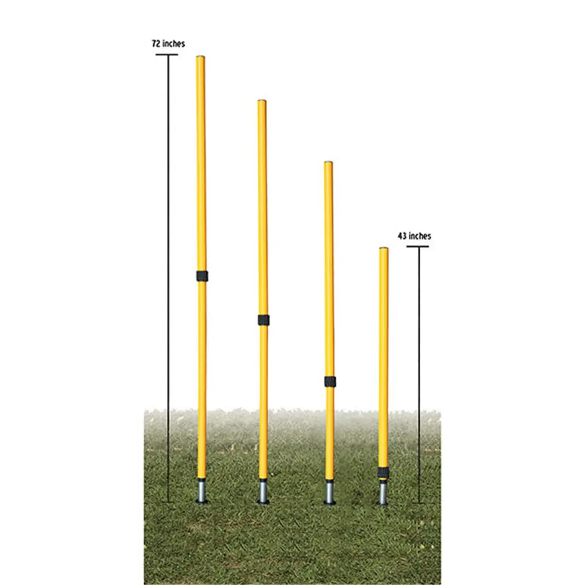 212 MAIN Adjustable Agility Pole Set - Set of 4, Training Equipment with Spring Spikes and Adjustable Height Range