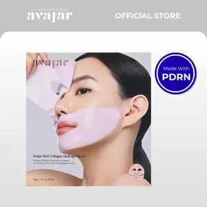 avajar Red Collagen Hydrogel Mask 5 Sheets | Anti-Aging Face Mask with PDRN, Collagen, Peptides, & Hyaluronic Acid for Firming, Hydration, & Wrinkle Care