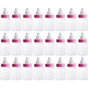 3.5 Inches Baby Bottle Shower Favor,Mini Plastic Candy Bottle,Baby Shower Supplies Boy Girl Newborn Baby Baptism Birthday Party Deco (2 Dozens, Pink)