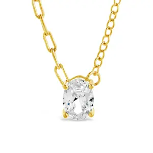 Sterling Silver Tracy CZ Teardrop Pendant Necklace