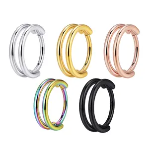 Titanium Plain Double-Band Hinged Nose Hoop
