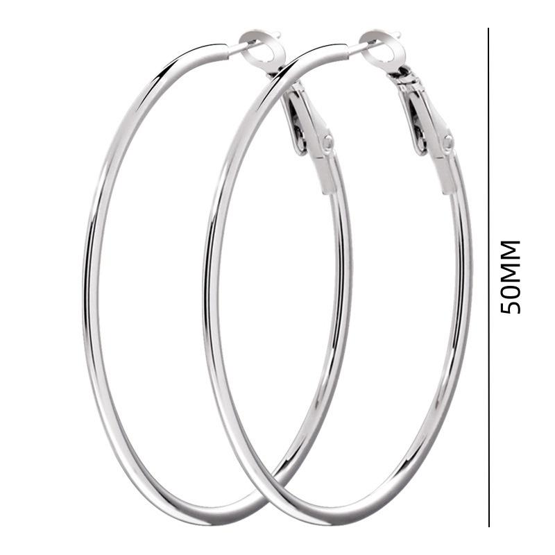 925 Sterling Silver Plated 50mm(1.96'') Large Circle Endless Hoop Earrings Big Round Huggie Hoops Statement Earring Minimalist Hooped Christmas Jewelry for Women