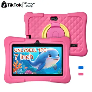 7-Inch Student Tablet, 5G Wi-Fi Only, Study & Work 2-in-1, Front & Rear Camera, Full-Body Case, Learning + Games, Unisex Kids Gift for Easter / Halloween / Christmas / Birthday – Blue/Pink/Orange/Green/Purple – No Power Adapter