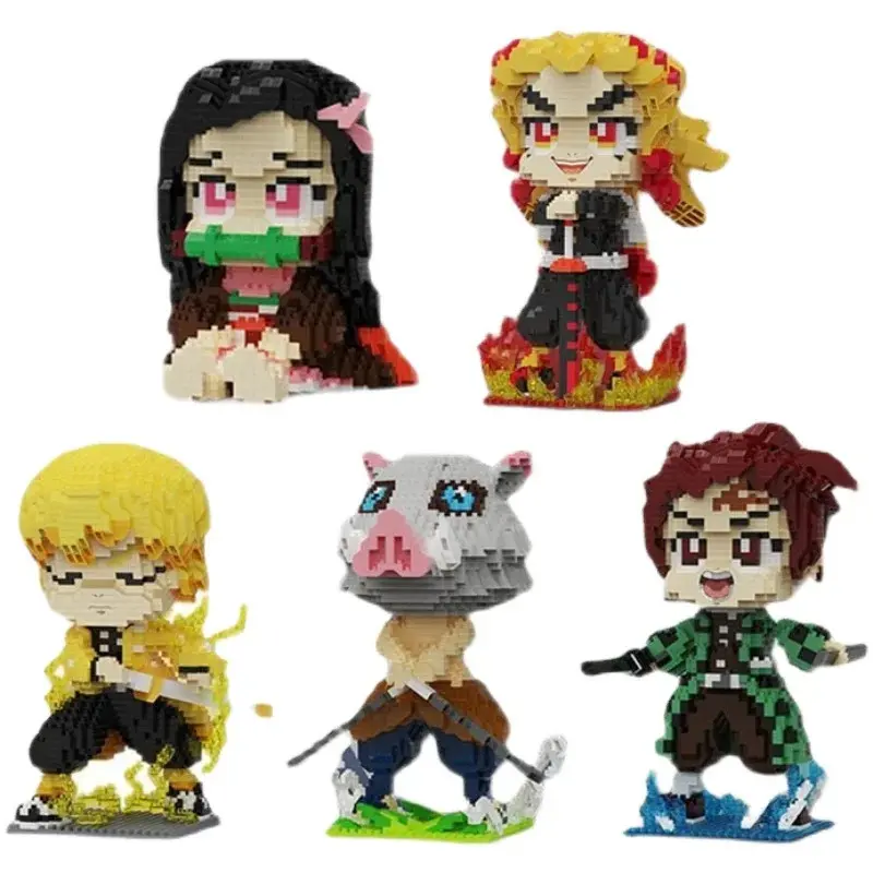 Hot Japan Anime Demon Slayer Building Blocks Kimetsu No Yaiba Kamado Tanjirou Nezuko Zenitsu Kyoujurou Blocks Toys Gifts
