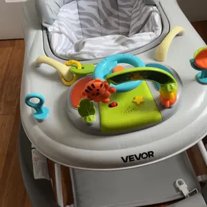 VEVOR 4-in-1 Baby Walker,  Foldable Baby Activity Center on Wheels, 3 Adjustable Height, Music & Toys Tray, Learning-Seated | Walk-Behind | Rocker | Bouncer Toddler Walker for Girls Boys  6-24 Months